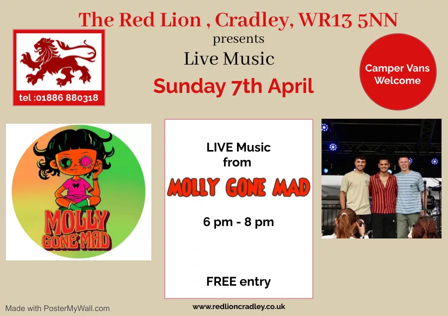 Red Lion Cradley. Malvern Rocks Gig Guide for Music in Malvern. Gigs, concerts, live music, open mic nights. Make Malvern your destination for music.