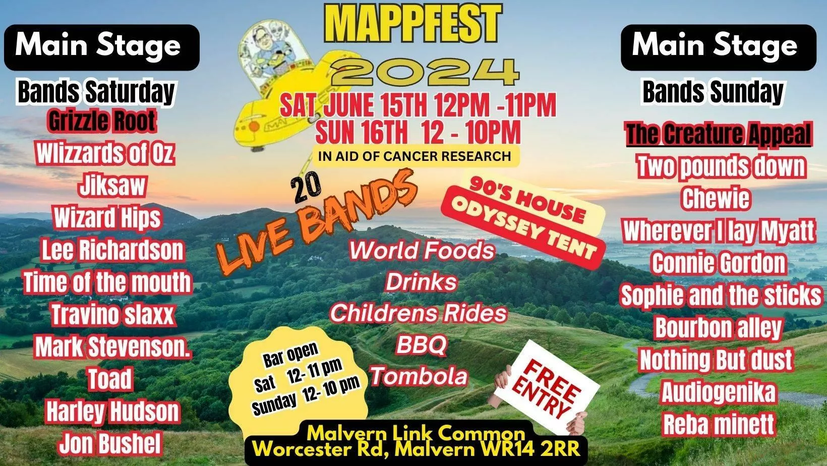 Mappfest 2024. Malvern Rocks Gig Guide for Music in Malvern. Gigs, concerts, live music, open mic nights. Make Malvern your destination for music.